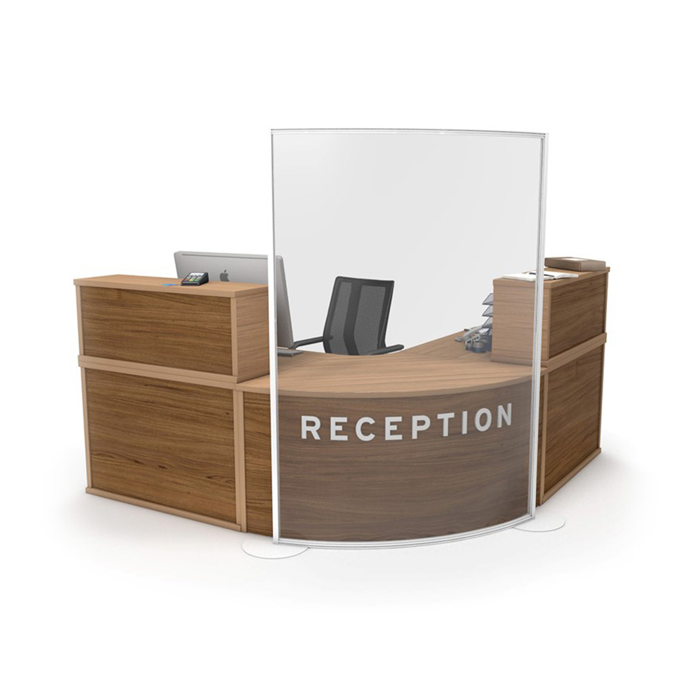 Curved Freestanding Perspex® Screens Curved Office Glass Dividers